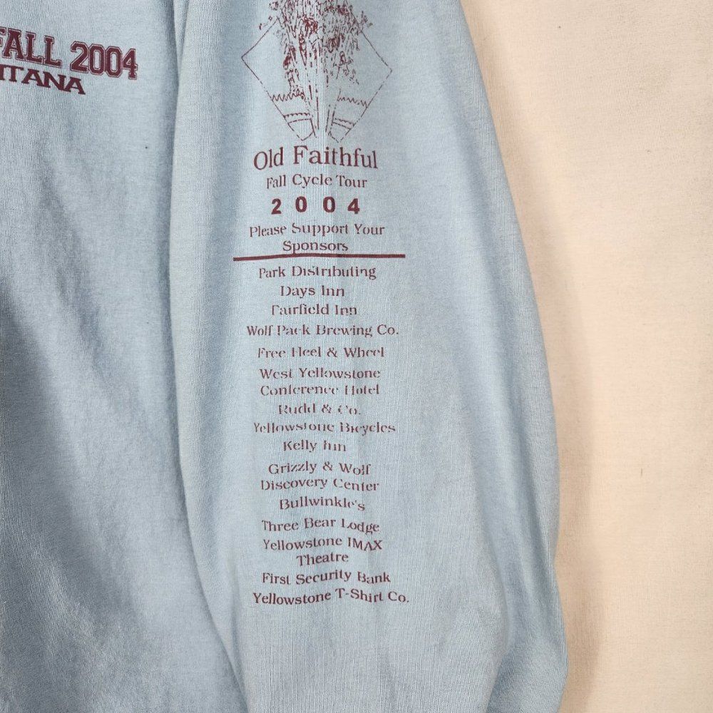 Yellowstone Old Faithfull Cycle Tour Long Sleeve Tee Sz XL Fall 2004 Montana - Picture 3 of 7